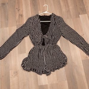 Striped Romper-Black and White